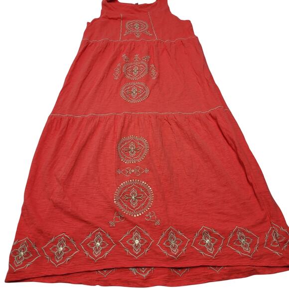 J. Jill tiered embroidered sleeveless maxi dress sequin boho - Picture 2 of 7